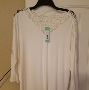 41 Hawthorn White Shanning Lace Inset Dolman Knit